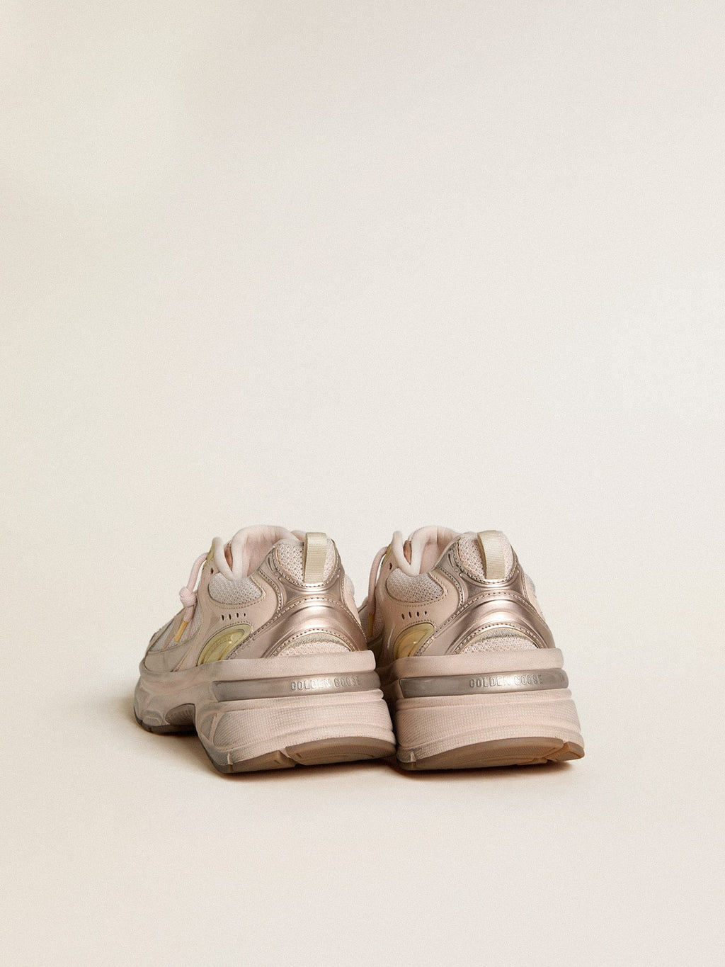 Women's Lightstar with pink leather and mesh upper and pink star| Golden Goose