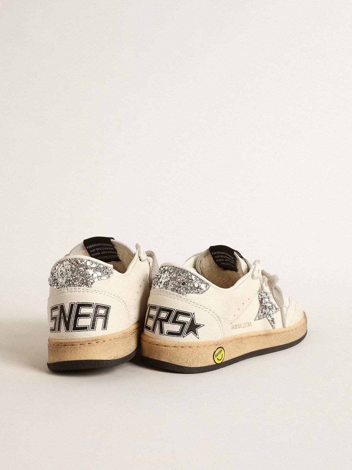 Ball Star Young in nappa with silver glitter star and heel tab| Golden Goose
