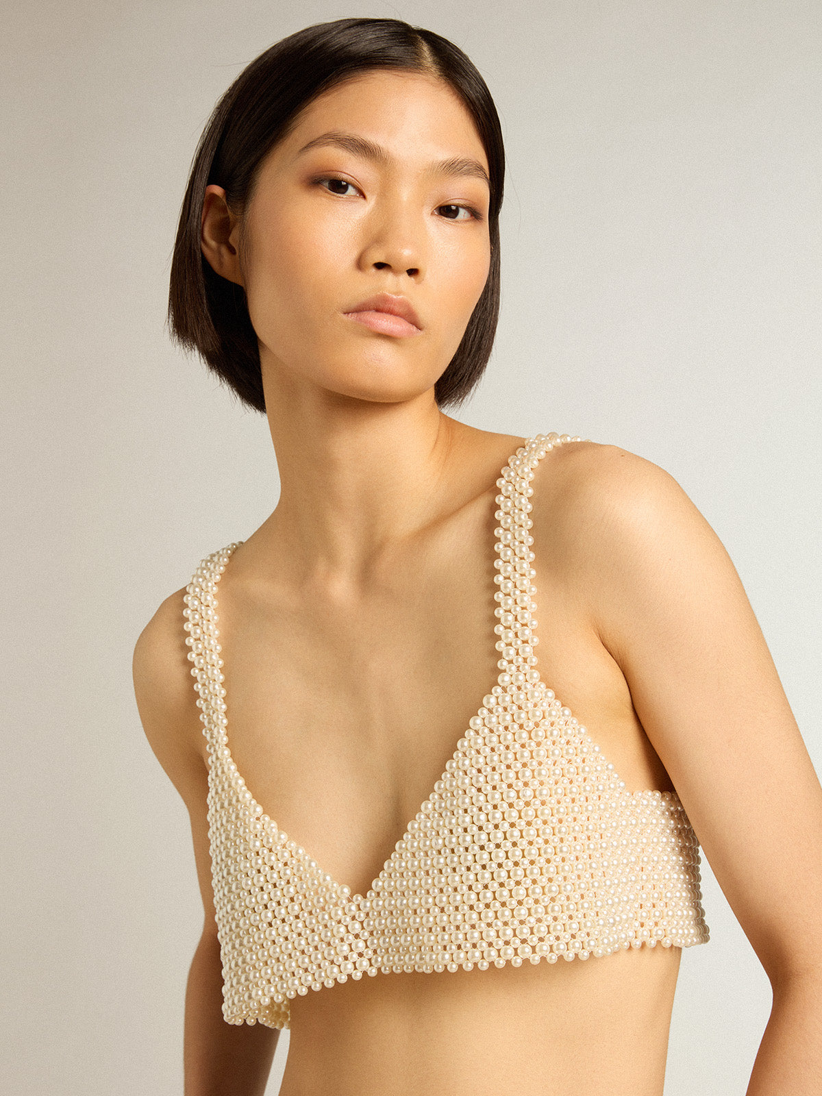Women's string of pearls top| Golden Goose