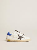 Young Old School with black snake print leather star and blue heel| Golden Goose