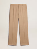 Men's wool gabardine pants in sand| Golden Goose