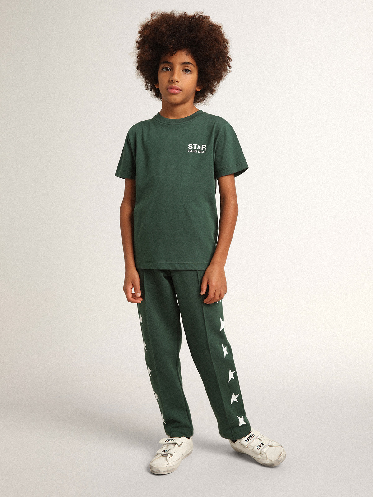 Bright green joggers with contrasting stars| Golden Goose