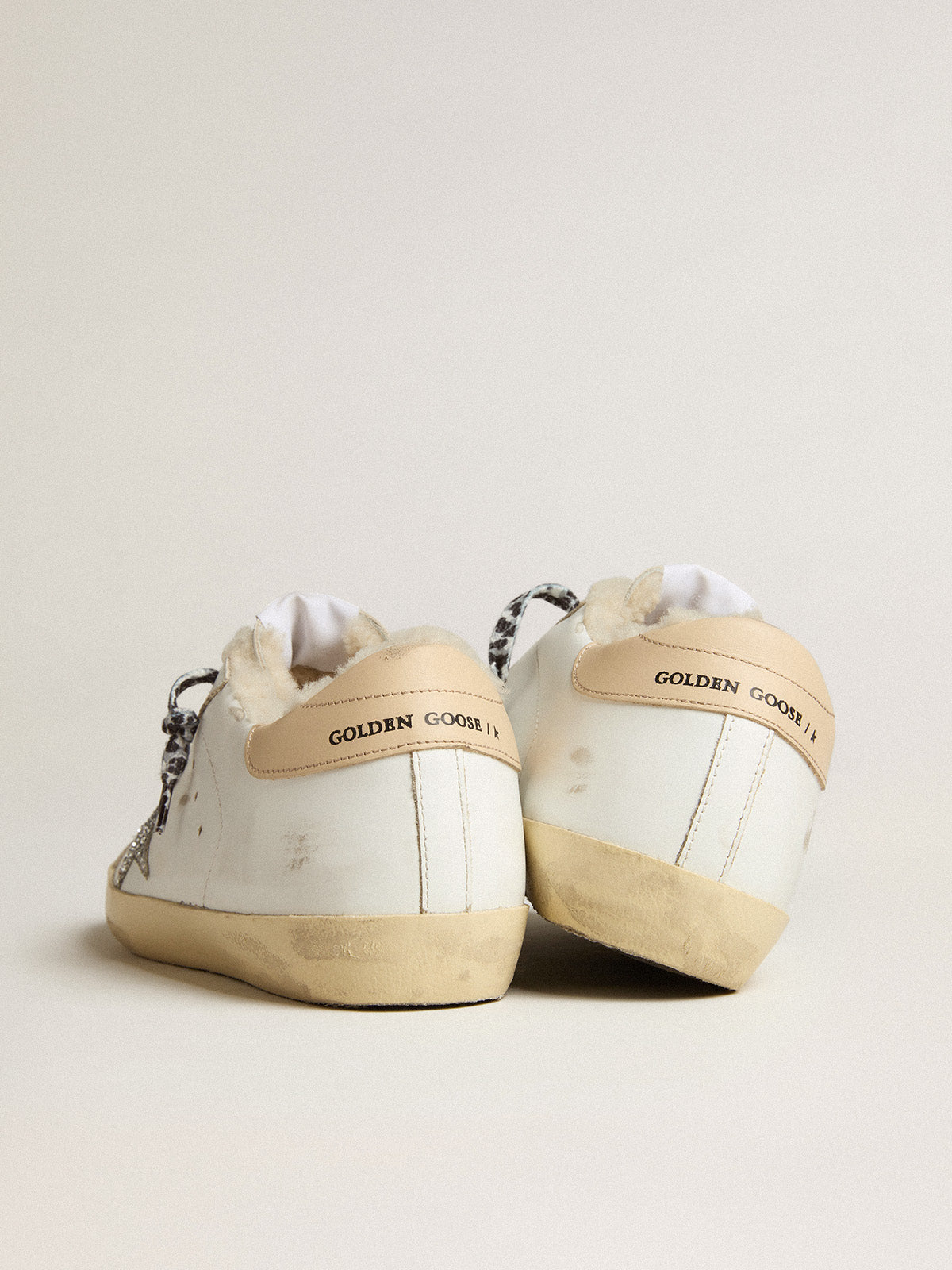 Super-Star LTD with shearling lining and silver glitter star| Golden Goose