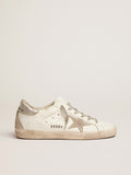 Women's Super-Star with silver heel tab and metal stud lettering| Golden Goose
