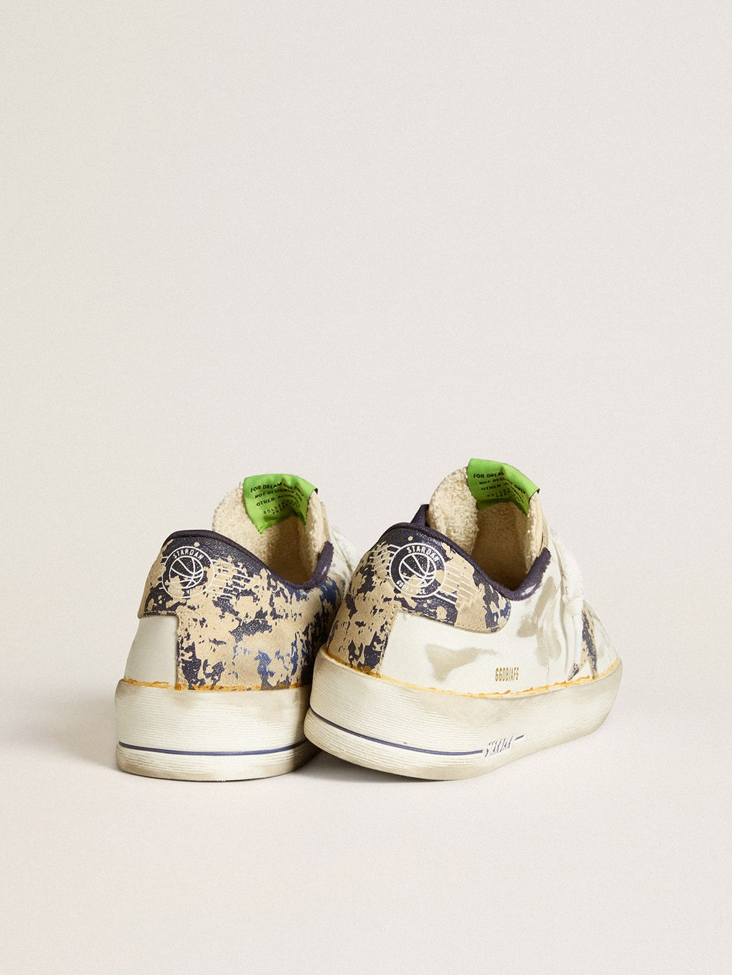 Men's Stardan LAB in white leather with a camouflage star and heel tab| Golden Goose
