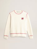 Women's heritage white sweatshirt with CNY logo| Golden Goose