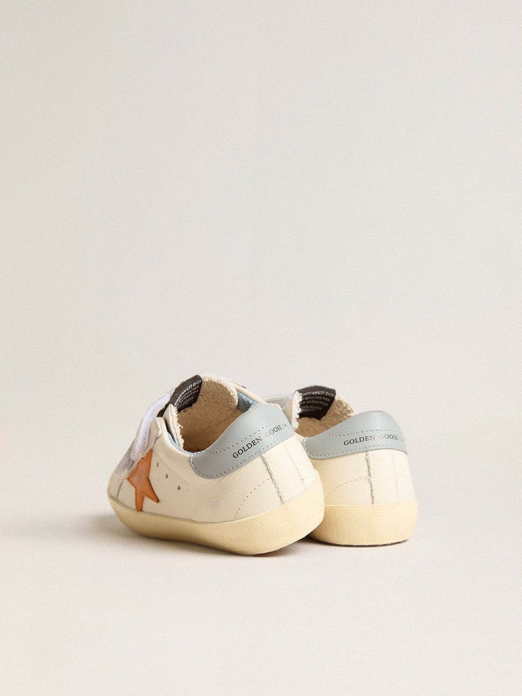 Junior Old School in leather with orange star and baby blue heel tab| Golden Goose