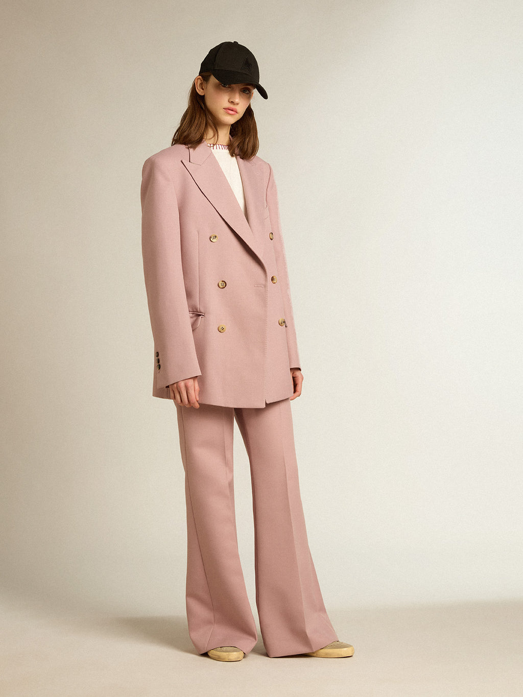 Pants in pink tailoring fabric| Golden Goose