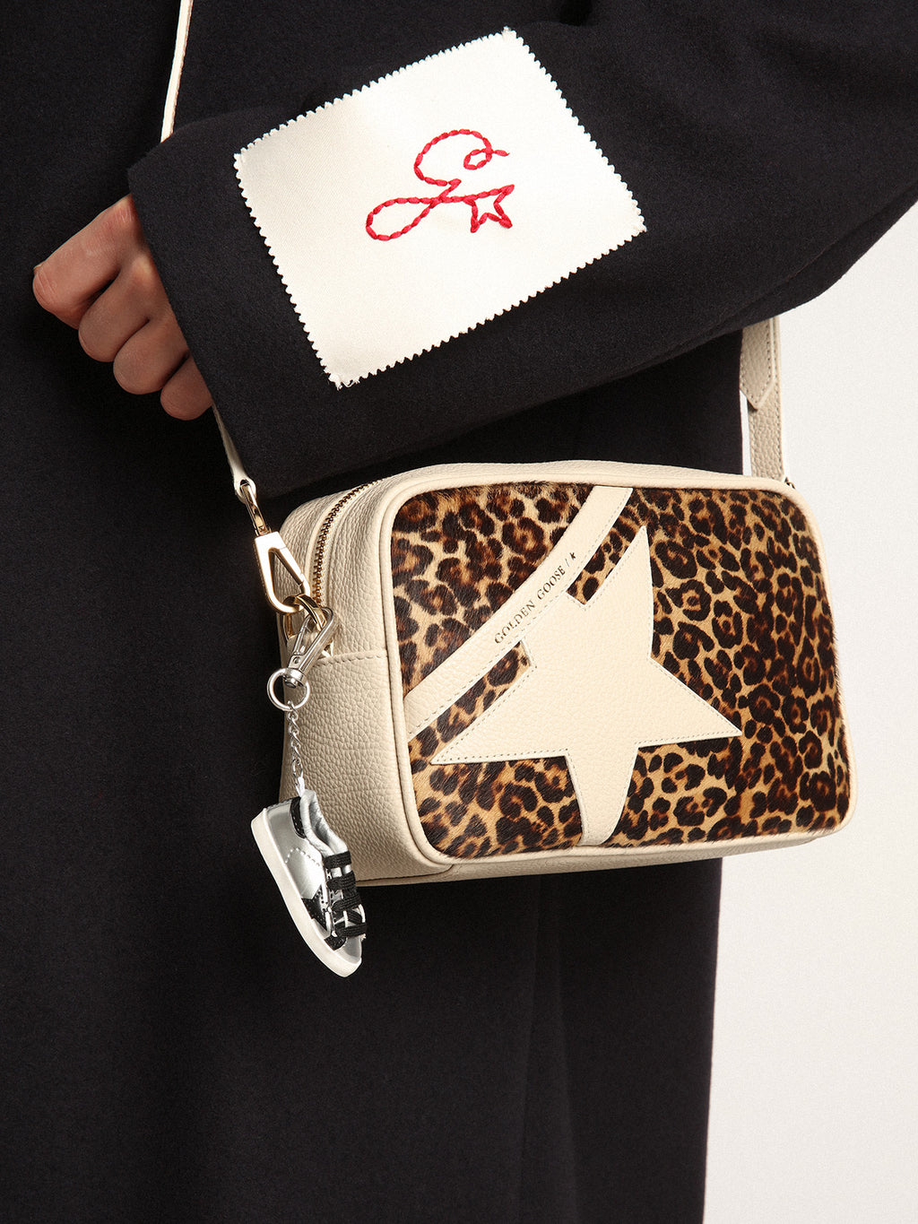 Off-white Star Bag with leopard-print pony skin insert| Golden Goose