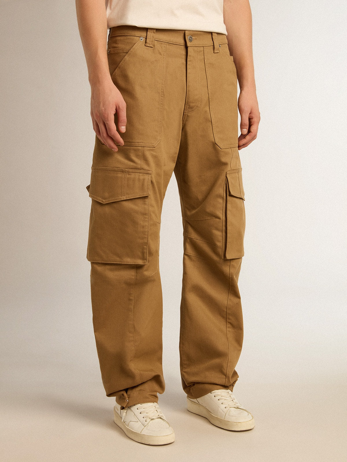 Beige khaki cargo pants| Golden Goose