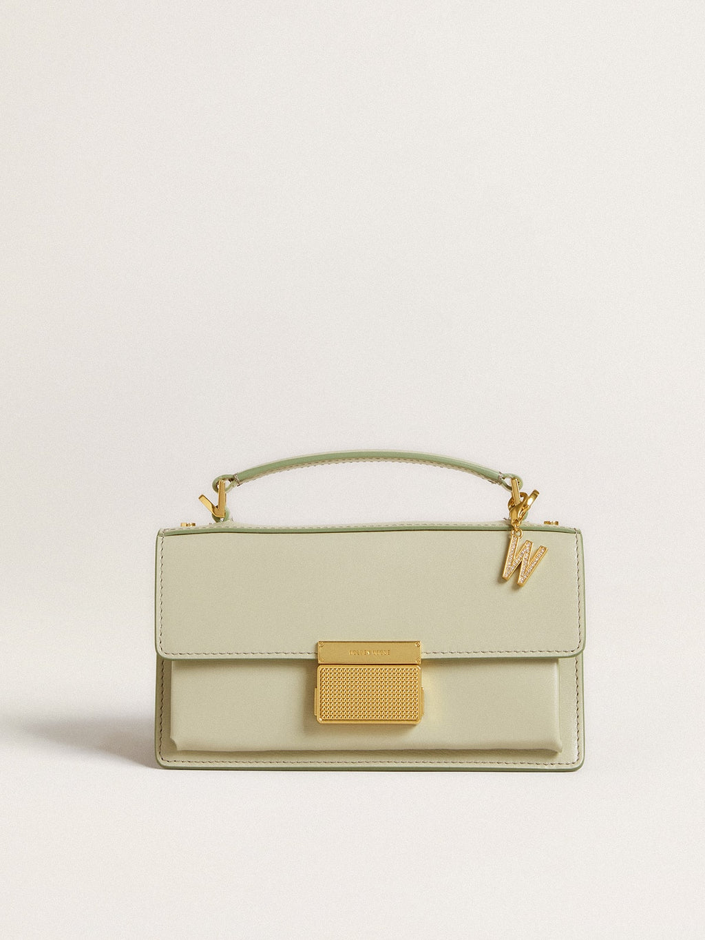 Letter W charm in gold-colored brass with crystals| Golden Goose