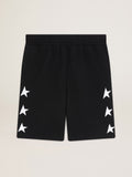 Men's black bermuda shorts with white stars| Golden Goose