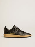 Ball Star in black nappa leather with black glitter star and suede heel tab| Golden Goose