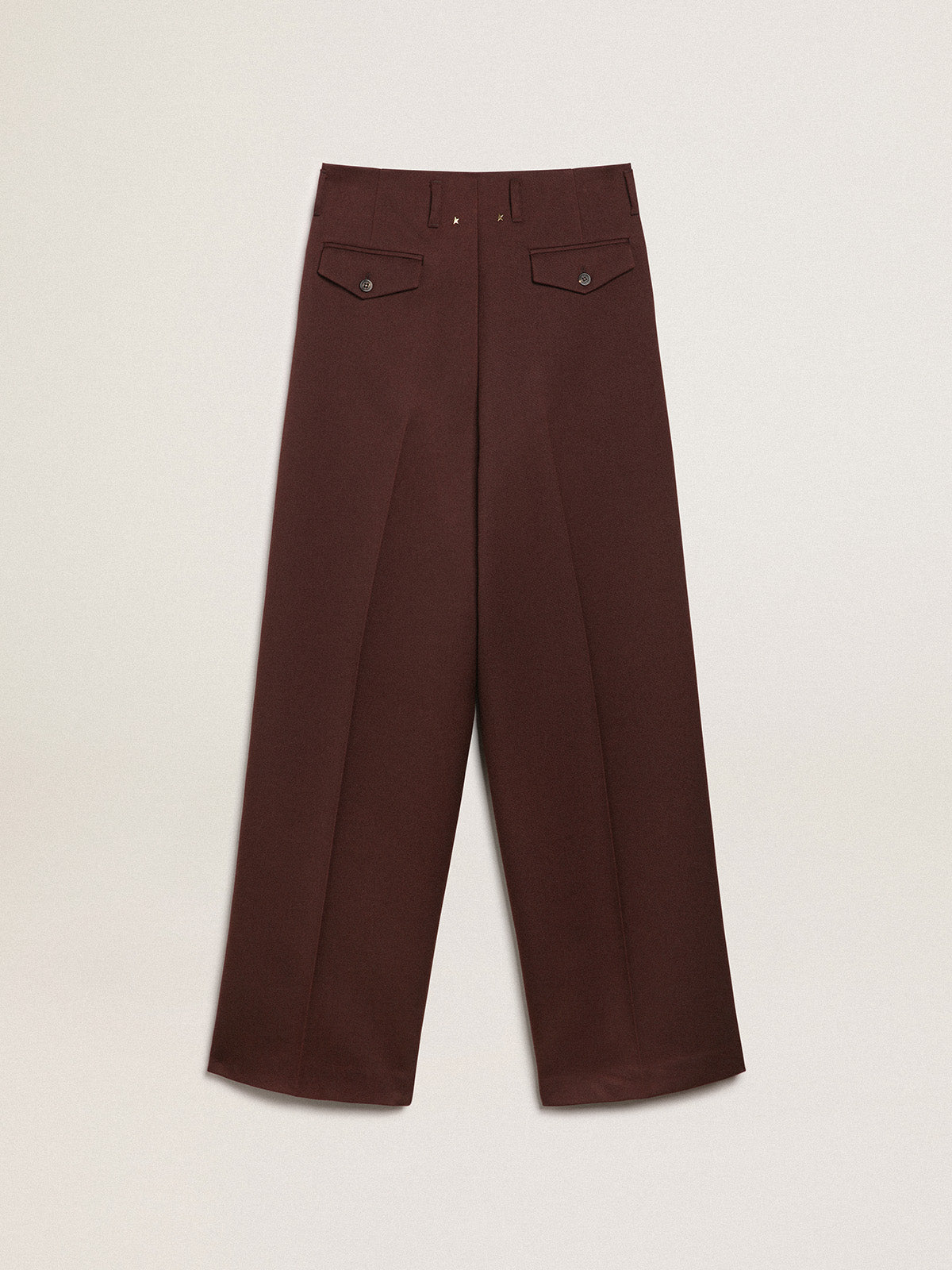 Women's pants in coffee-colored wool gabardine| Golden Goose