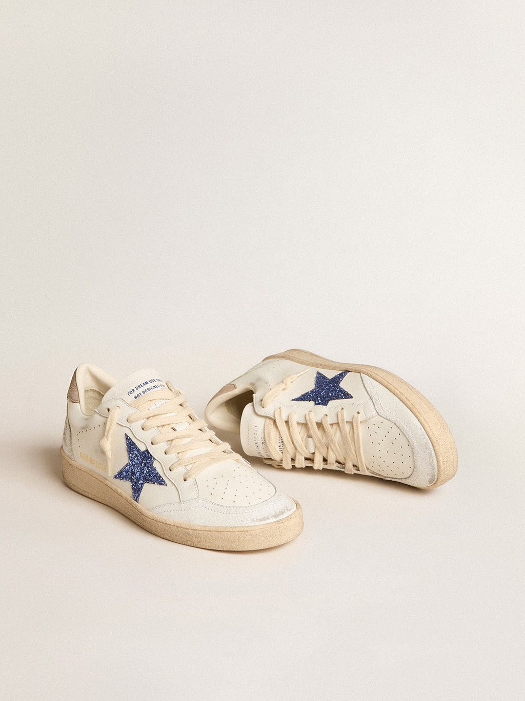 Ball Star with blue glitter star and dove-gray suede heel tab| Golden Goose