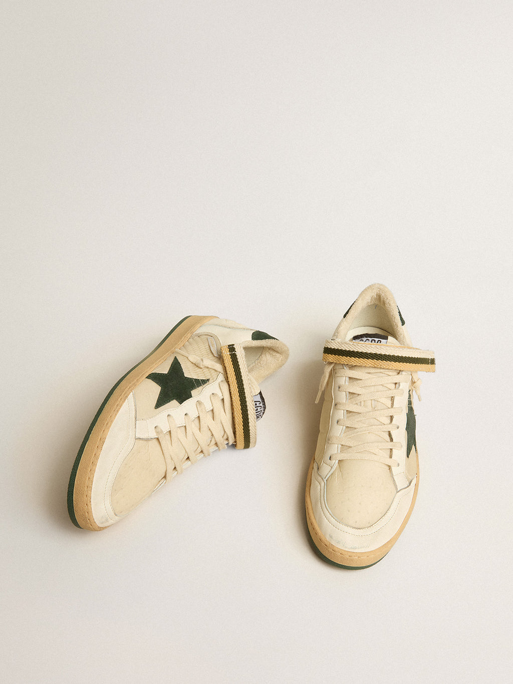 Ball Star in nylon and nappa with green suede star and heel tab| Golden Goose