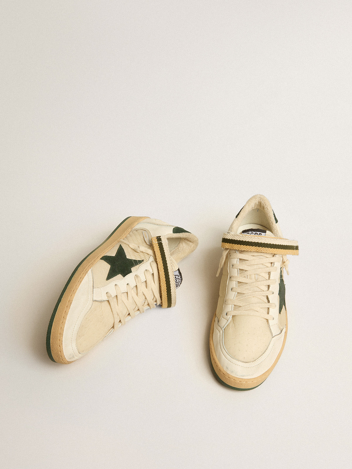 Ball Star in nylon and nappa with green suede star and heel tab| Golden Goose