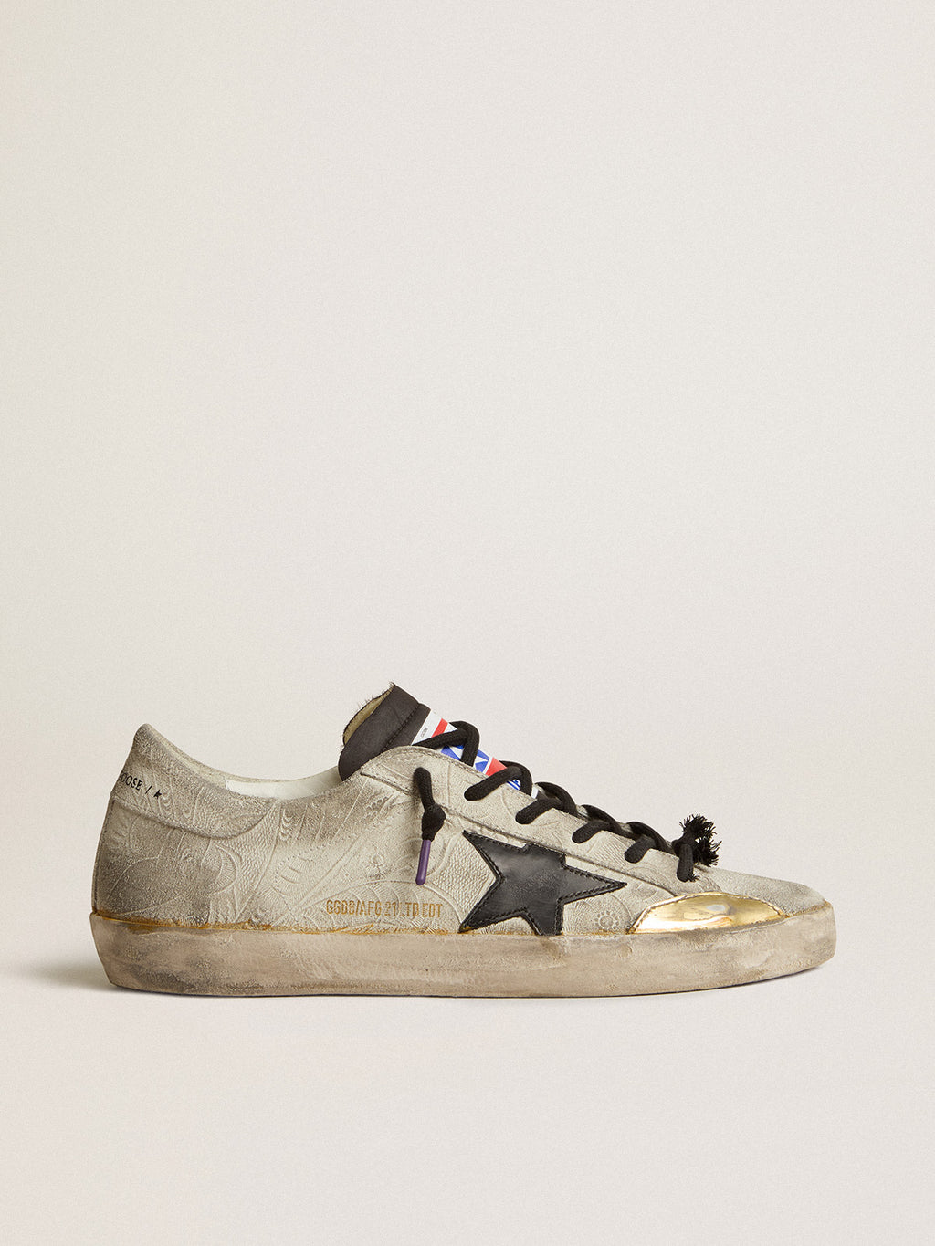 Women's Super-Star LAB with floral print and black leather star| Golden Goose