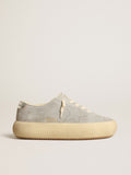 Women's Space-Star shoes in ice-gray suede with shearling lining| Golden Goose
