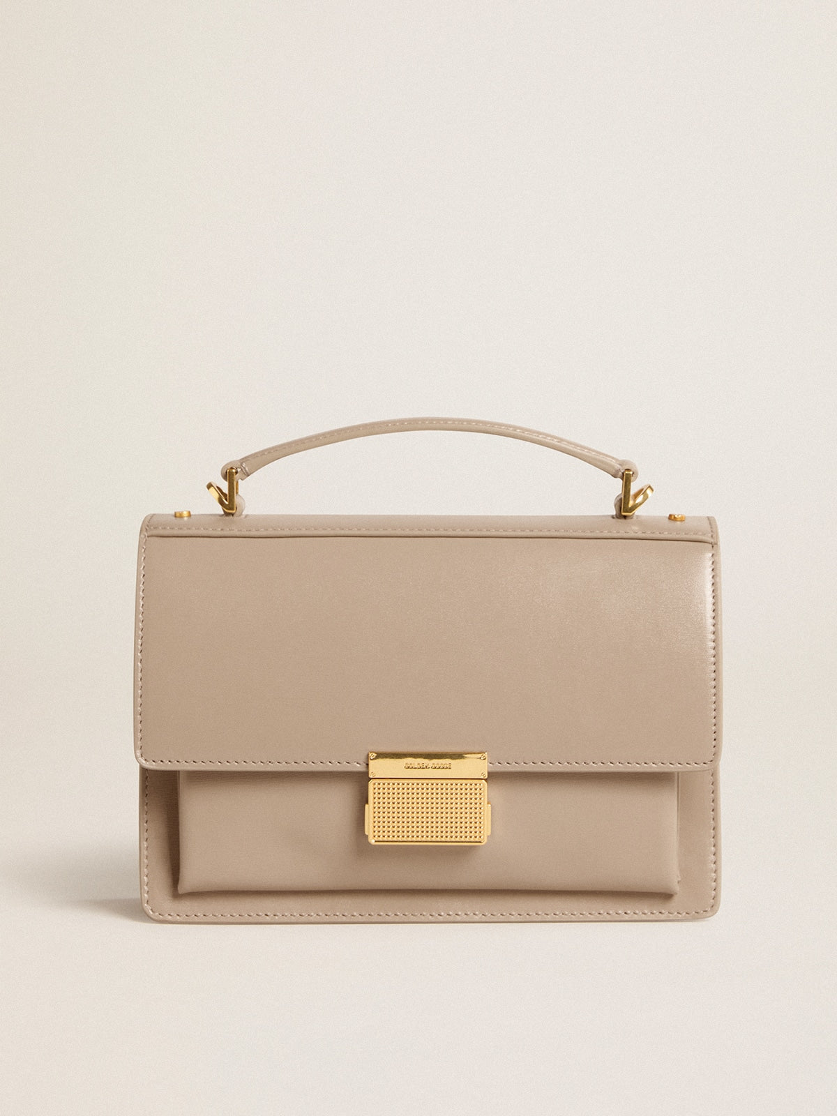 Venezia Bag in beige boarded leather with gold details| Golden Goose