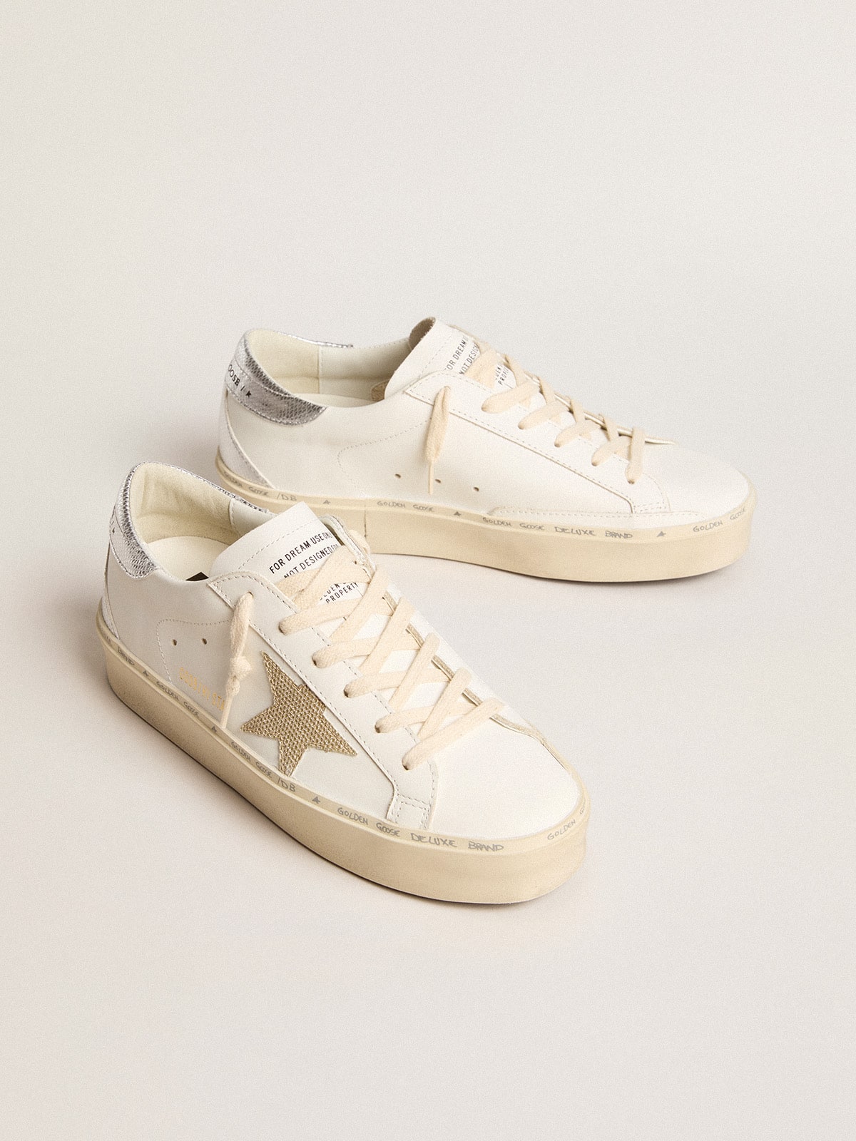 Women's Hi Star with gold glitter star and lizard-print leather heel tab| Golden Goose