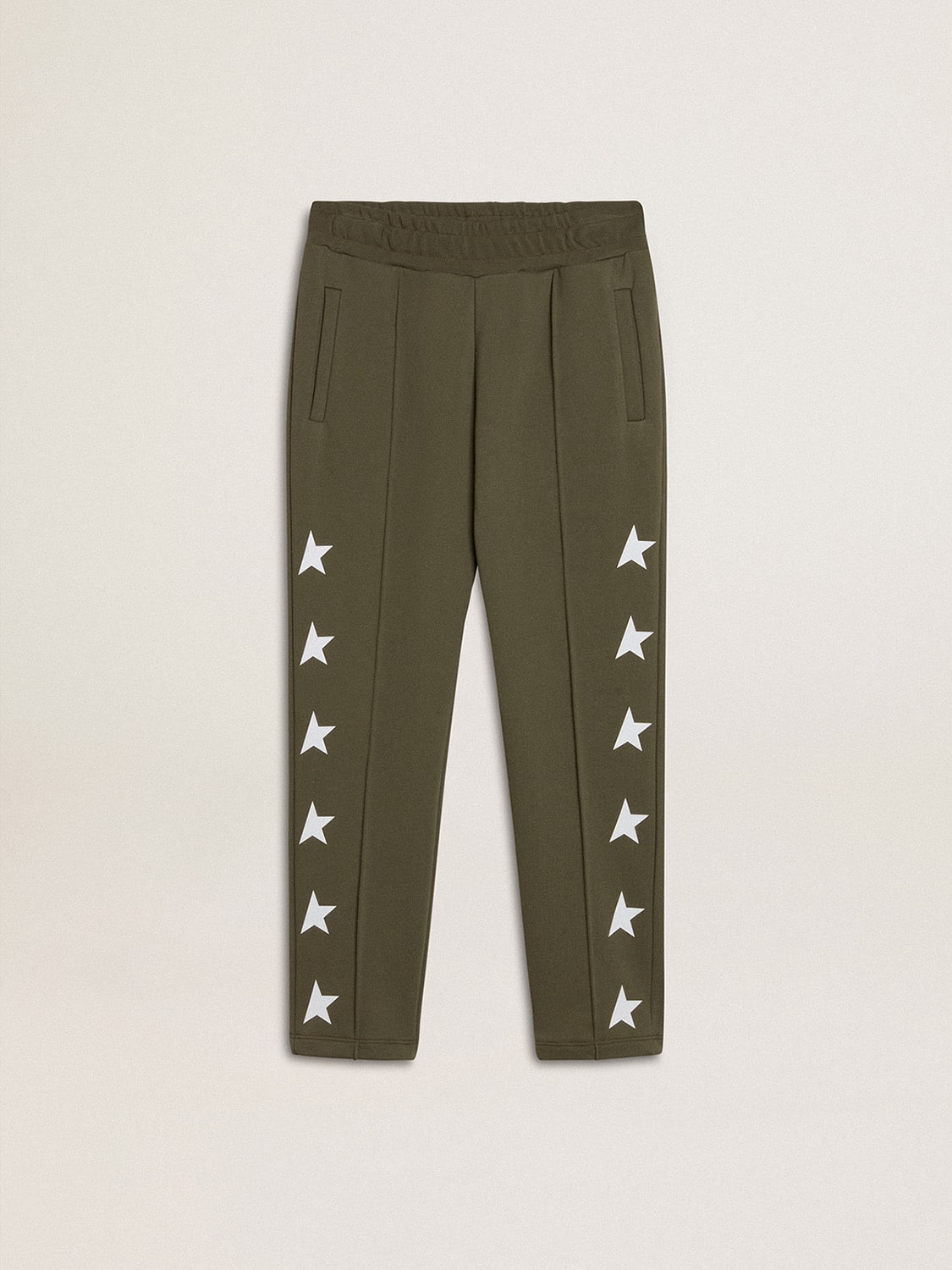 Boys' military-green joggers with white stars| Golden Goose