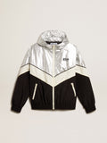 Women's windcheater in silver and black technical fabric| Golden Goose
