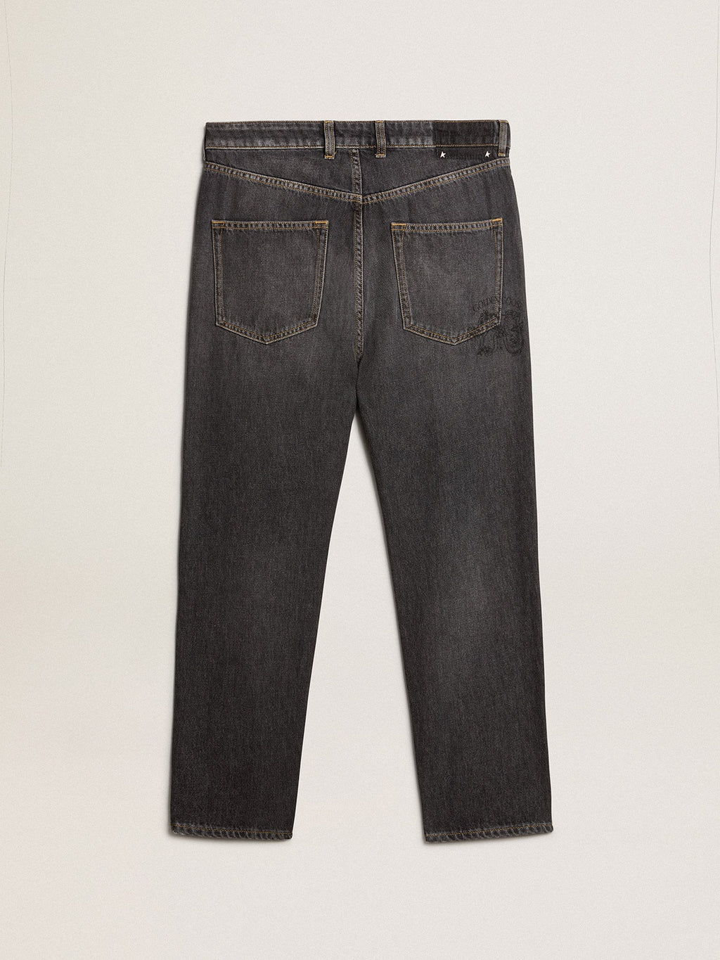Men's black jeans with printed pocket| Golden Goose