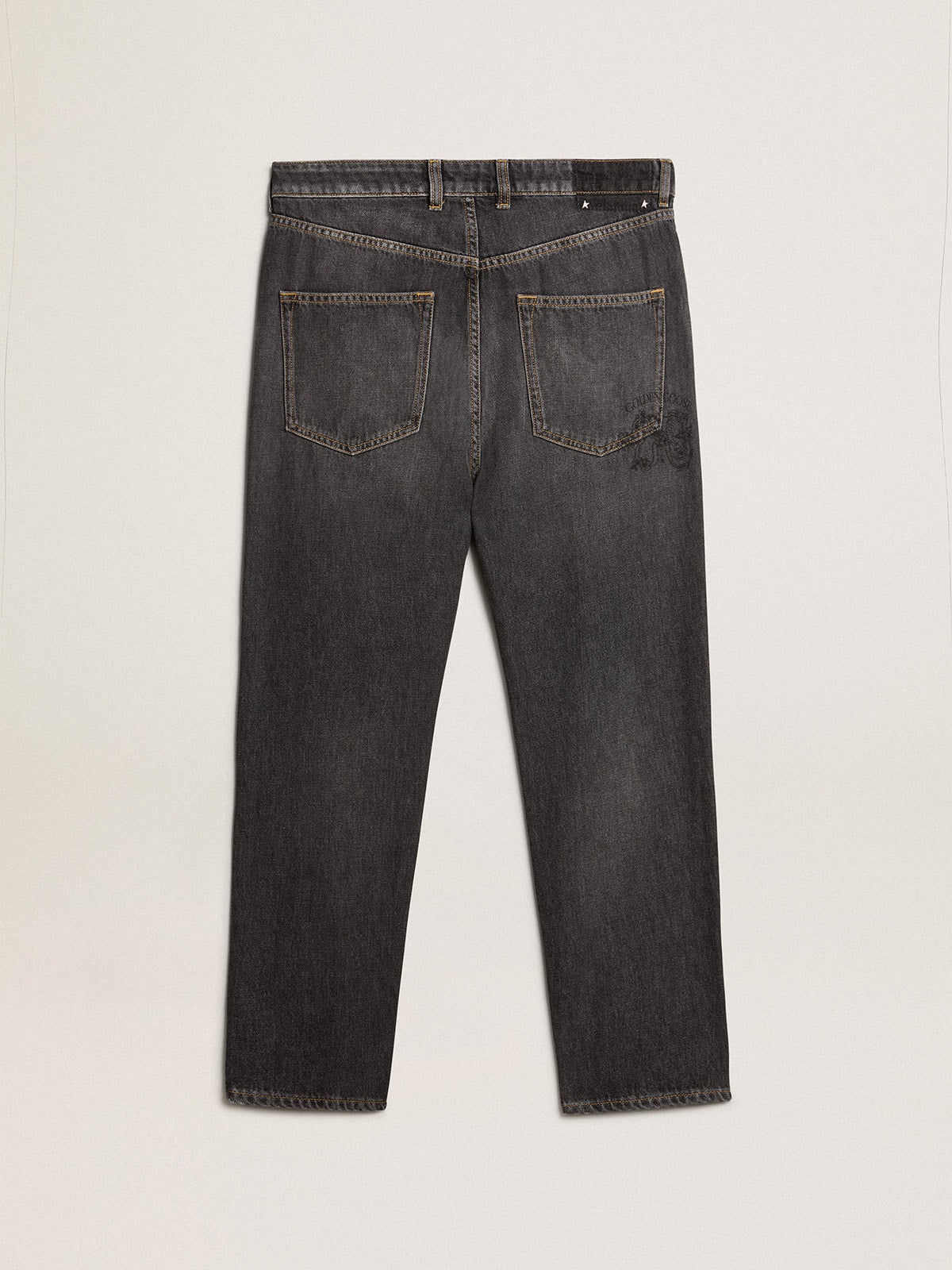 Men's black jeans with printed pocket| Golden Goose