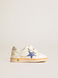 Young Ball Star with blue glitter star and beige suede heel tab| Golden Goose