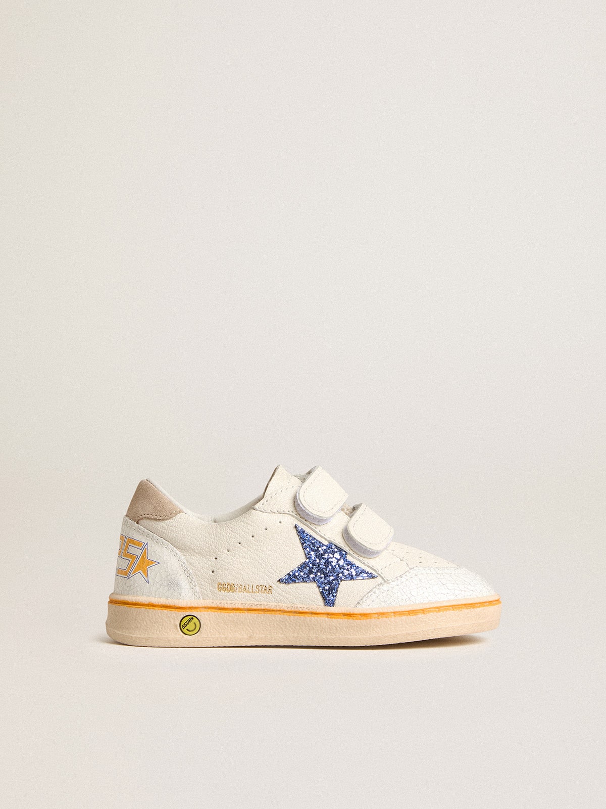 Young Ball Star with blue glitter star and beige suede heel tab| Golden Goose
