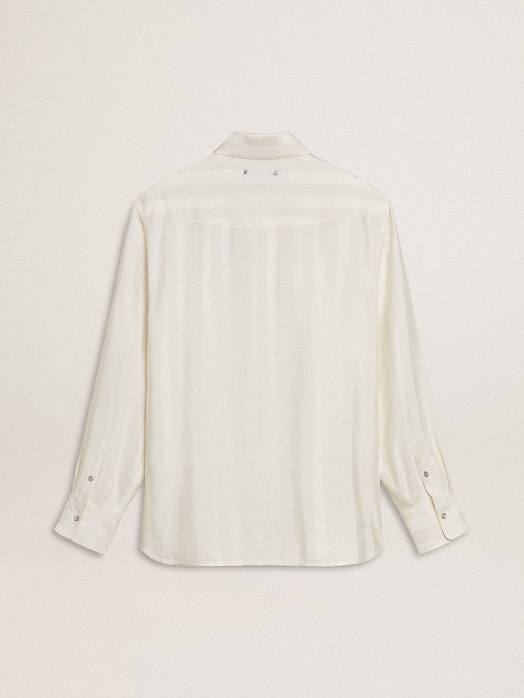 Men's oversized worn-white shirt with vertical stripes| Golden Goose