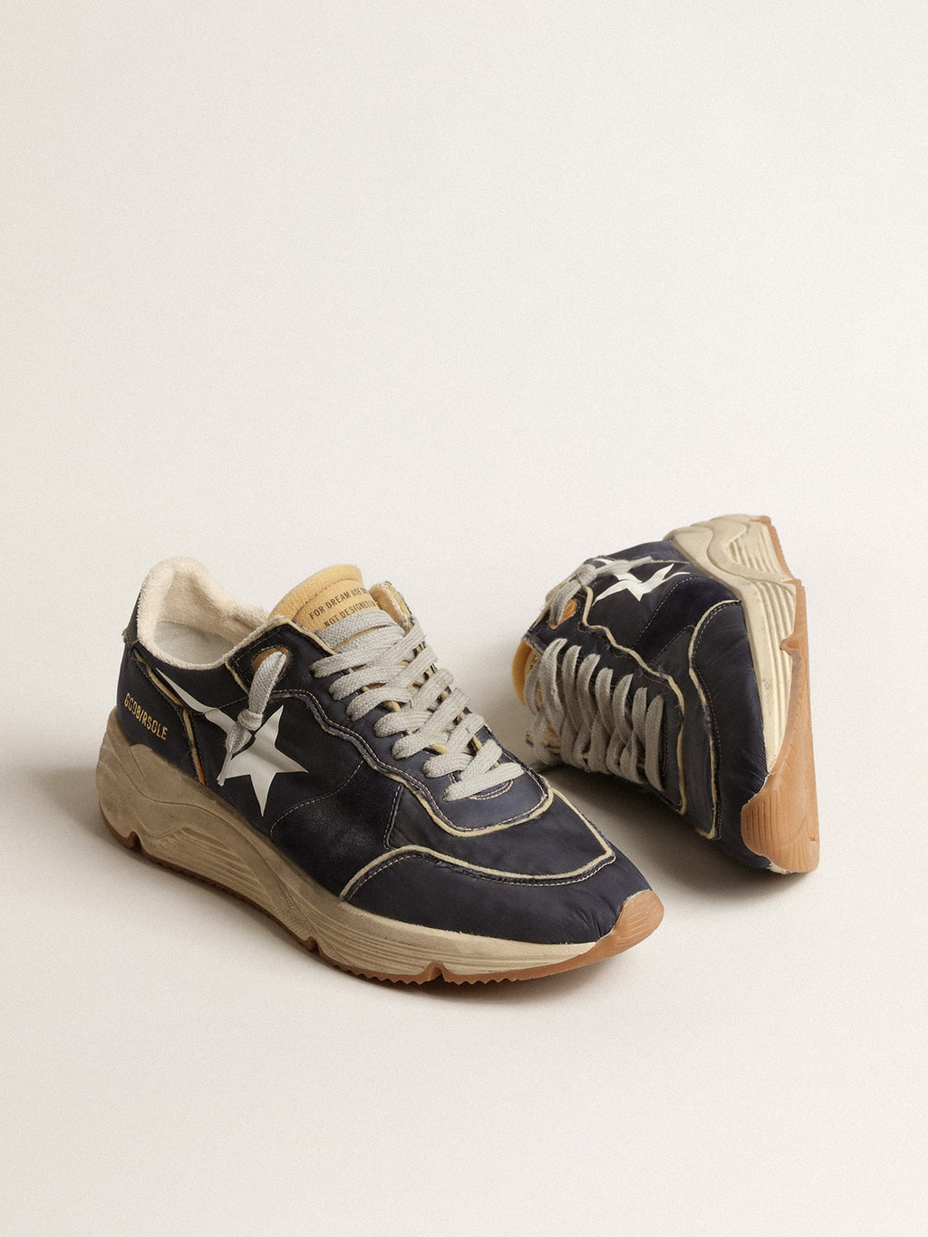 Running Sole in blue nylon with white printed star| Golden Goose