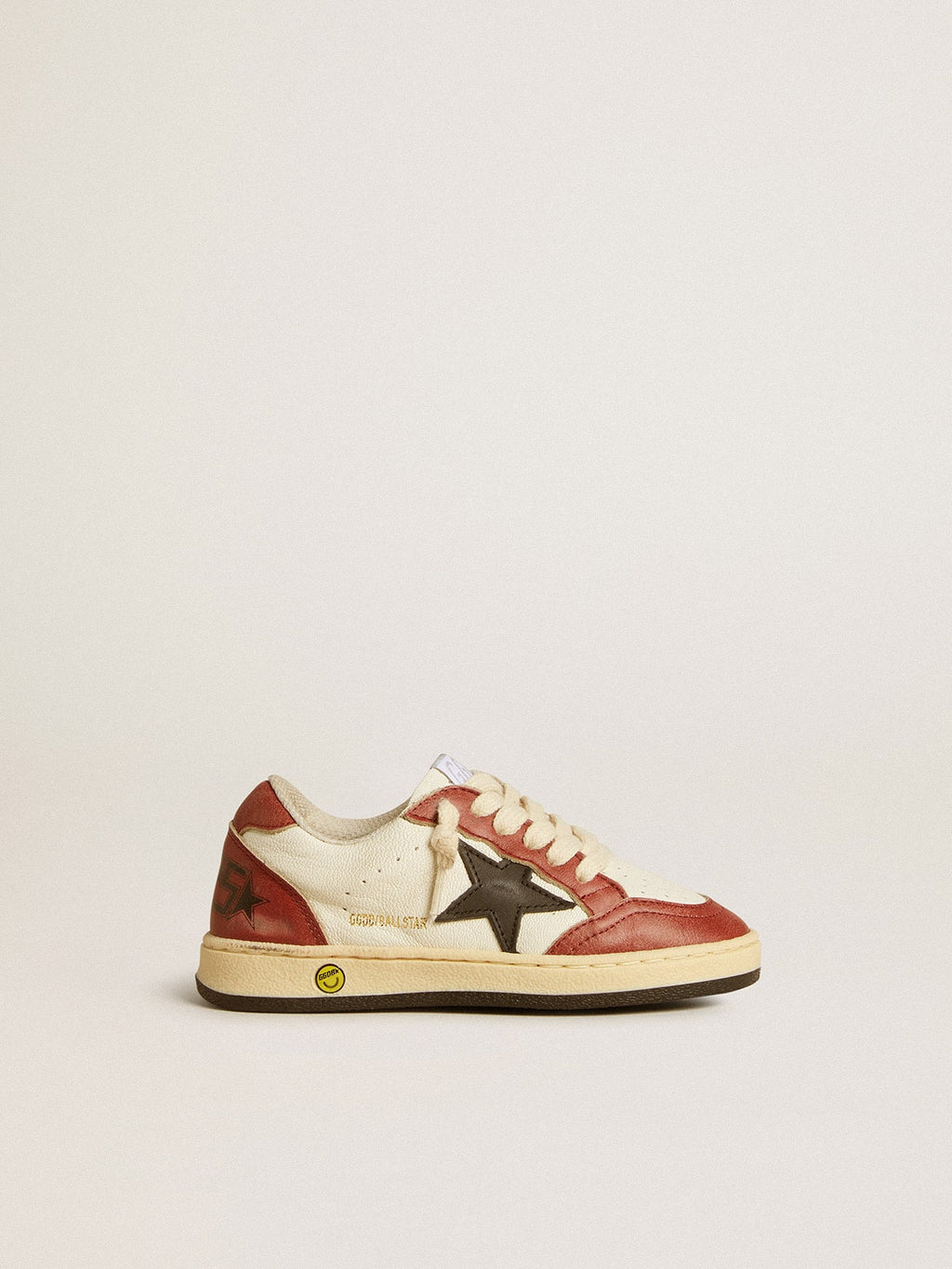 Ball Star Junior in nappa with black star and red leather inserts| Golden Goose