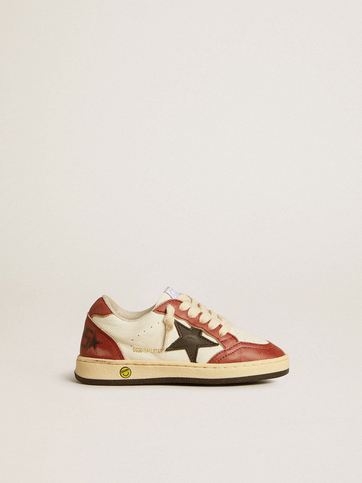 Ball Star Junior in nappa with black star and red leather inserts| Golden Goose