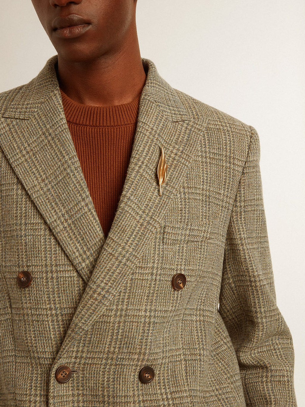 Men's double-breasted blazer in Shetland wool| Golden Goose
