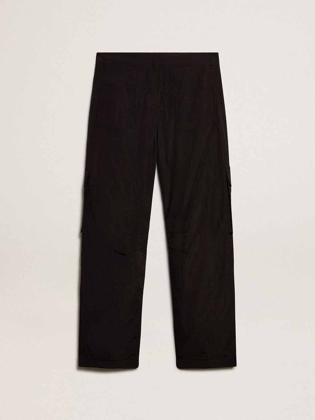 Black-colored ripstop nylon cargo pants| Golden Goose