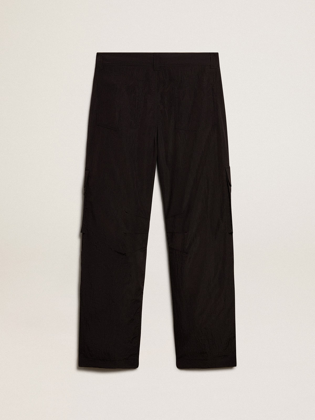 Black-colored ripstop nylon cargo pants| Golden Goose