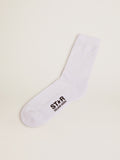 White socks with contrasting 3D stars and logo| Golden Goose