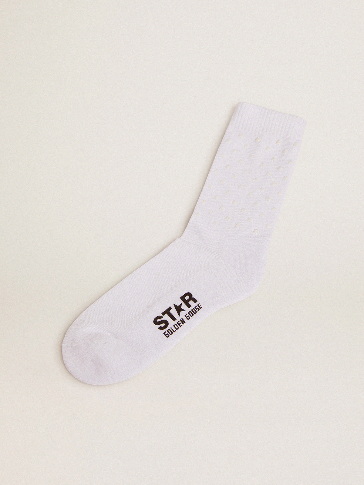 White socks with contrasting 3D stars and logo| Golden Goose
