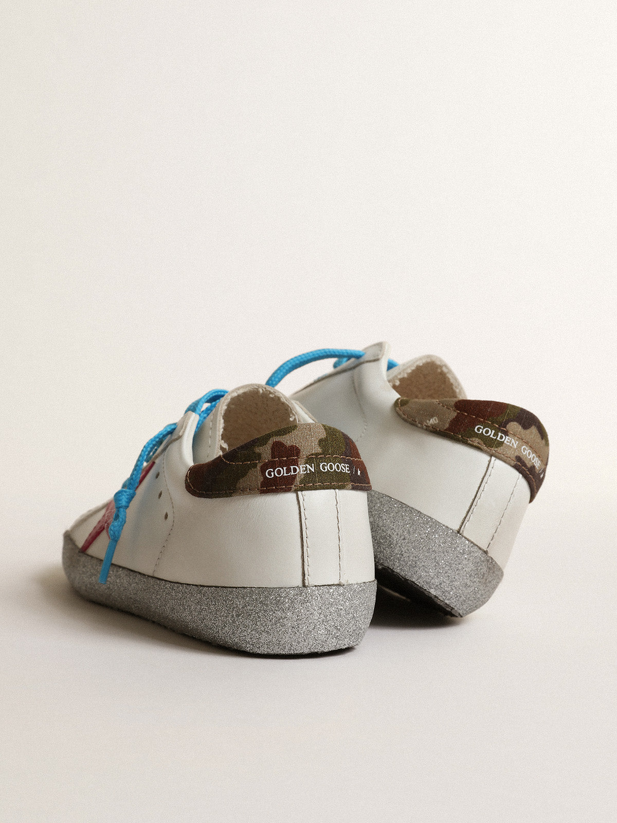 Young Super-Star LTD sneakers with fuchsia star and glitter foxing| Golden Goose