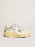 Women's Forty2 in white leather with laces with Swarovski crystals and gray star| Golden Goose