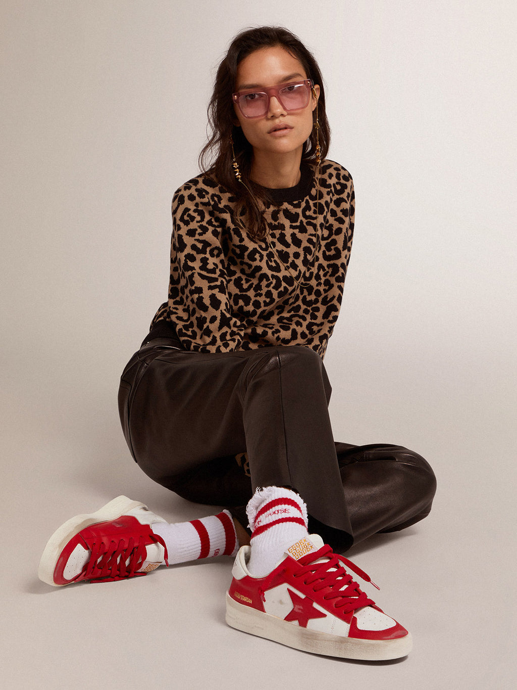 Women's Stardan in white and red leather| Golden Goose