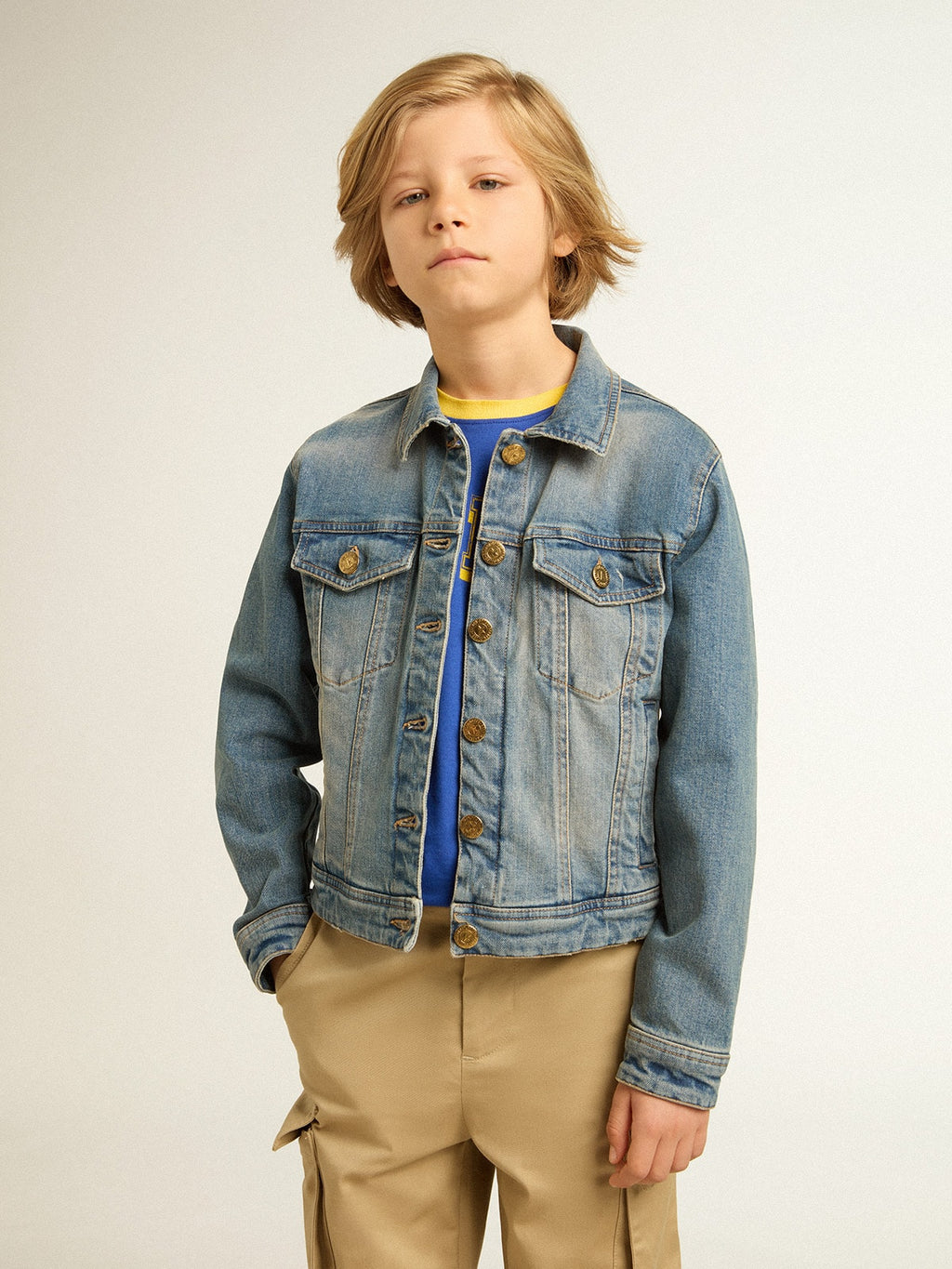 Boys' mid-wash denim jacket| Golden Goose