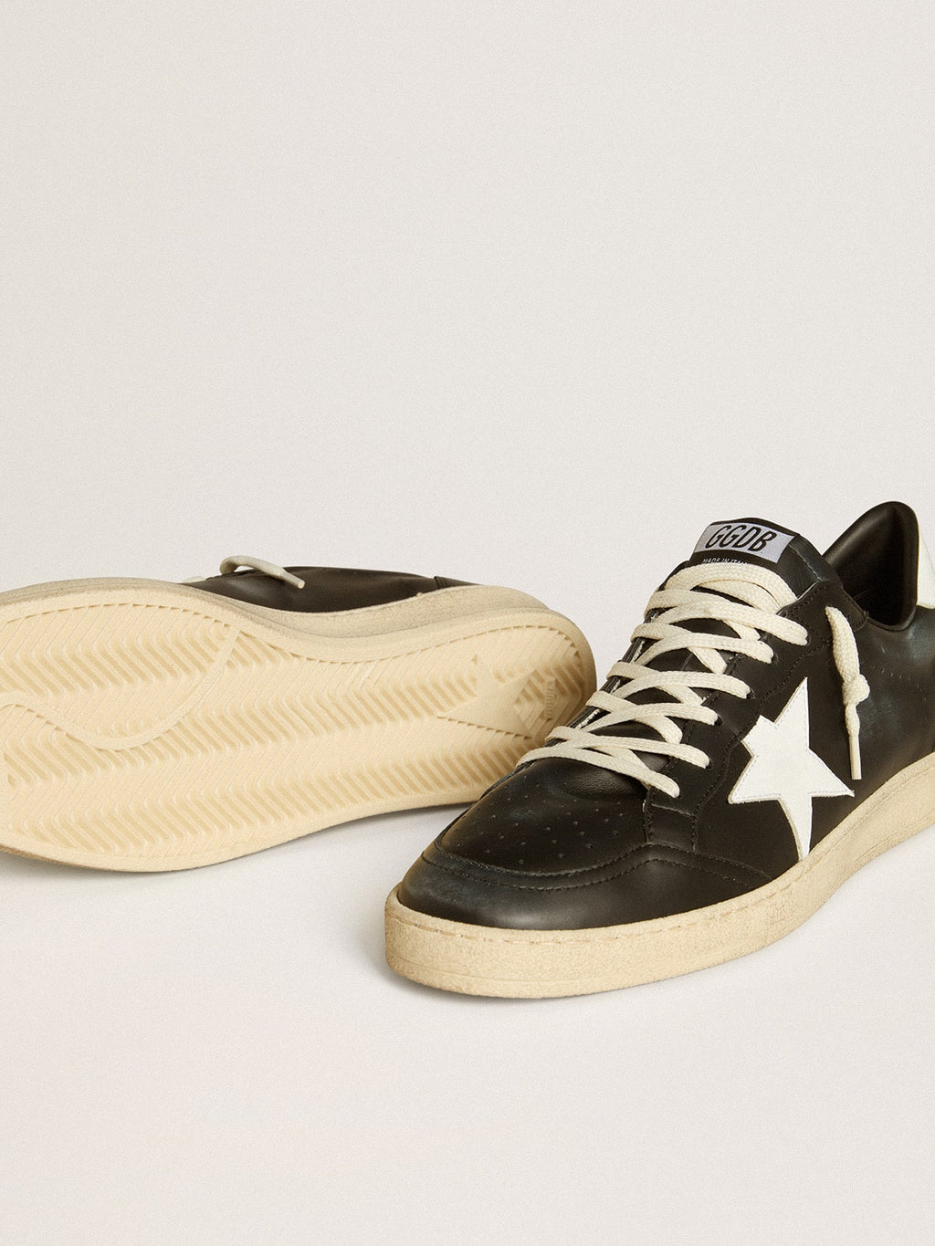 Men's Ball Star in black nappa with white leather star and heel tab| Golden Goose
