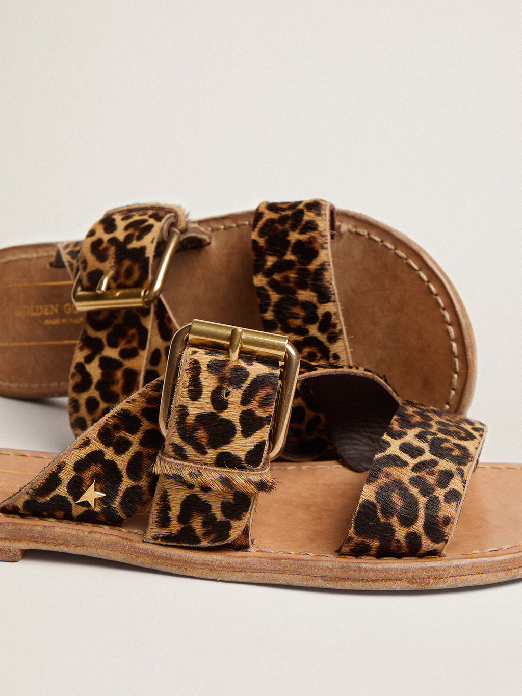 Leopard pony skin sandals for women Margaret| Golden Goose
