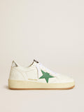Men's Ball Star 2 with green leather star and metallic leather heel tab| Golden Goose