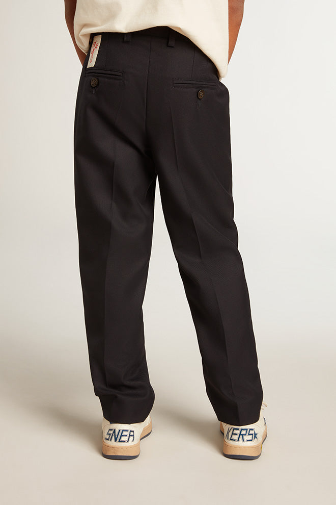 Boys' pants in dark blue wool| Golden Goose
