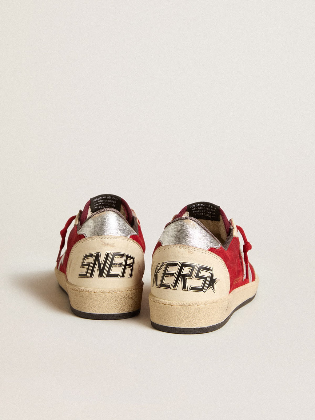 Ball Star in burgundy suede with silver leather star and heel tab| Golden Goose