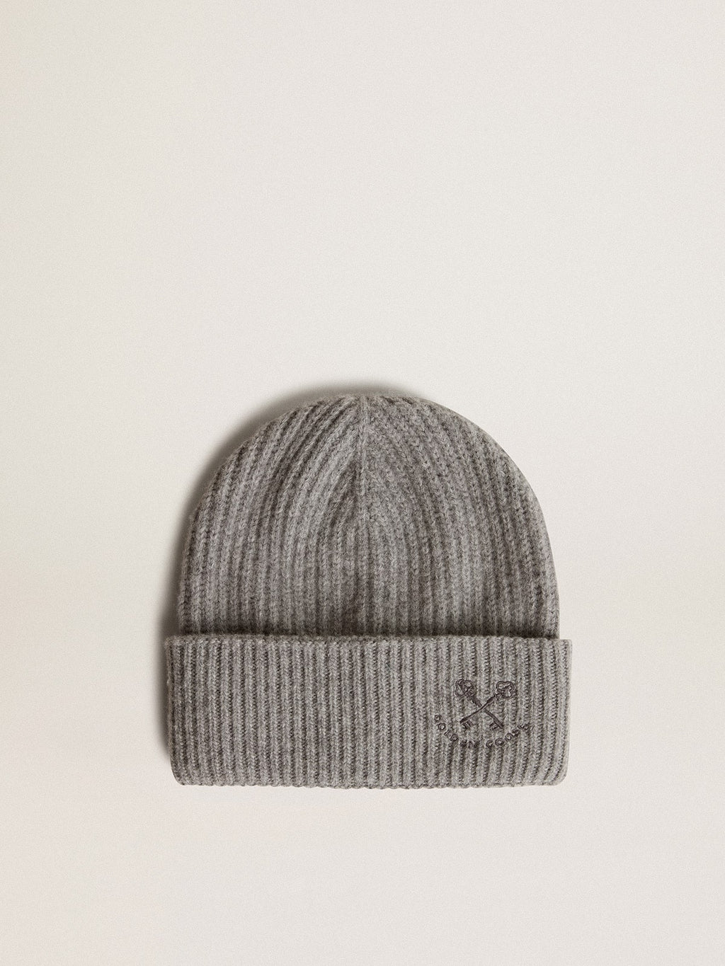 Gray ribbed wool beanie| Golden Goose